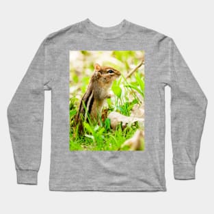 Curious Little Chipmunk in the Grass Photograph Long Sleeve T-Shirt